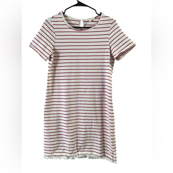 beachlunchlounge Dresses & Skirts - Beach lunch lounge cotton short sleeve red striped mini dress